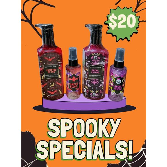 HALLOWEEN SPECIAL! GEL HAND SOAPS & DIAMOND SHIMMER FRAGRANCE MISTS 4-PIECE SET - Picture 1 of 2